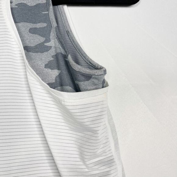 Athleta Girl XLarge 14 Tie Breaker Tank Top Camo Gray White Double Layer Active - Picture 10 of 14